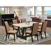 HomeStock 7-Piece Rectangle Natural Oak Finish Solid Wood Top Dining Table with 6-Chairs - 2 of 4