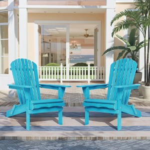 GDFStudio Hubery Classic Foldable Solid Wood Adirondack Chairs (Set of 2) - 1 of 4