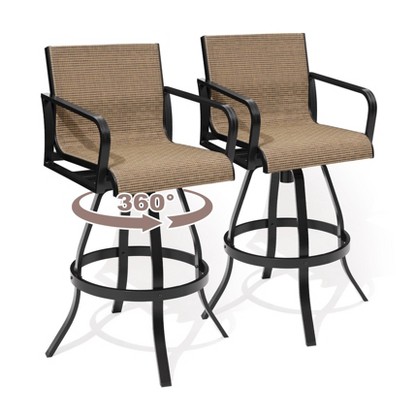 Pellebant Outdoor Indoor All-weather Swivel Barstool Patio Bar Stools (Set of 2)
