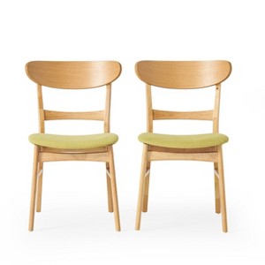 GDFStudio Isador Mid Century Modern Fabric Upholstered Wood Dining Chairs (Set of 2) - 1 of 4