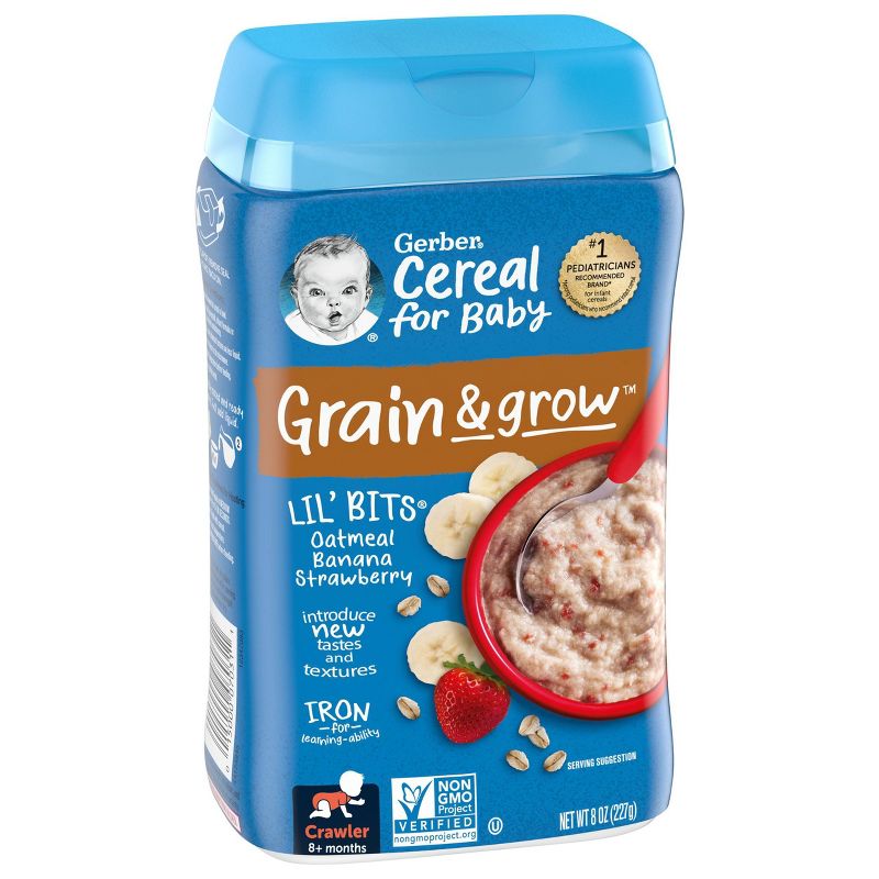 Gerber Lil' Bits Oatmeal Banana Strawberry Baby Cereal - 8oz, 3 of 10