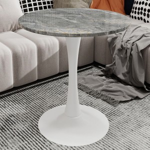 Airsurfer 28-inch Gray Marble and White Dining Table Modern Round Marble Dining Table Kitchen Decor for Dining Room or Kitchen Nook - 1 of 4
