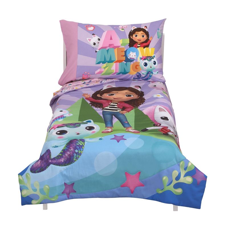 4pc Gabby&#39;s Dollhouse &#39;A-Meow-Zing&#39; Toddler Bed Set, 1 of 12