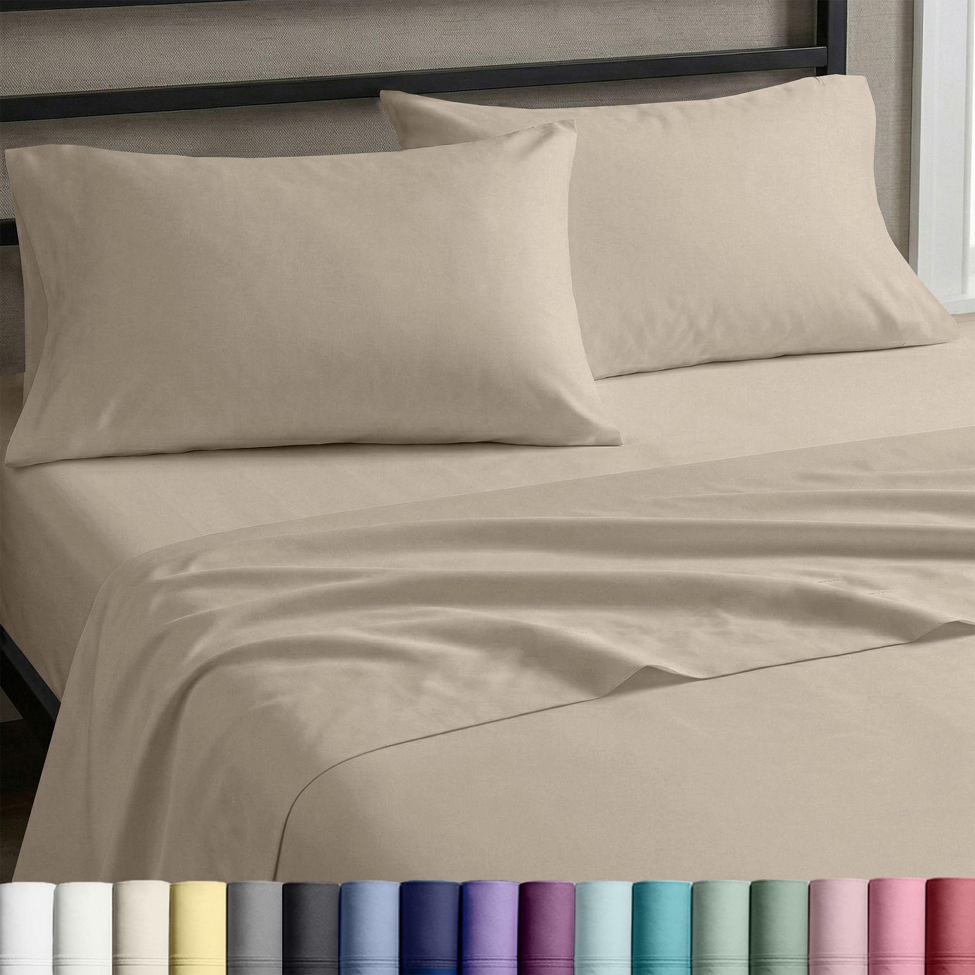 Soft 100% Cotton Sheets Set - Durable Sateen, Deep Pocket - by California Design Den