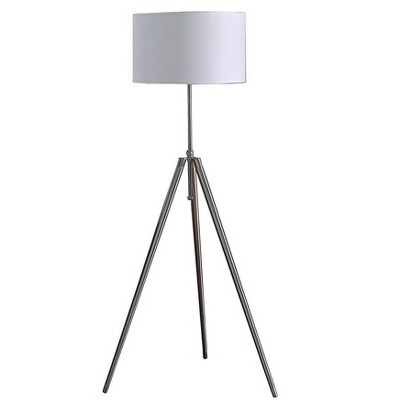 Vynxaria Bedroom and Living Room Essential: 64-47 Adjustable Tripod Silver Metal Floor Lamp