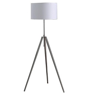 64" - 47" In Mid-Century Adjustable Tripod Chrome/Silver Metal Floor Lamp - 1 of 1