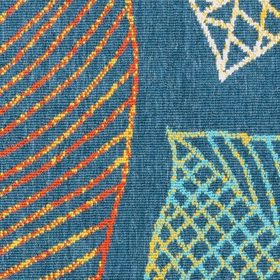 Blue Floral 6' x 9' Stain-Resistant Synthetic Area Rug