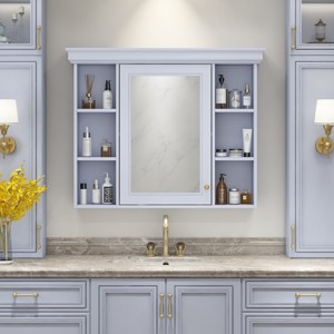 Bathroom Vanity With Medicine Cabinet,Bathroom Mirror Cabinet With Adjustable Shelf,Bathroom Floor Cabinet With Drawers-Cuddlewood - 1 of 4