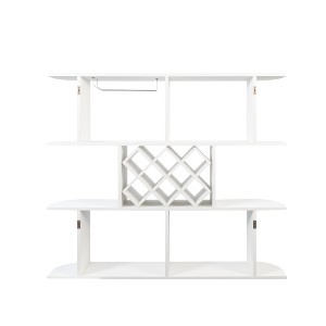 SEVOBAL Wine Racks Large Wall Mounted Three-Tier Rustic Wood Storage with Integrated Glass Holder for Home Bar, White, 47.24"*9.06"*40.75" - 1 of 4