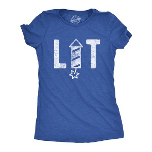 Womens Lit Firework T Shirt Funny 4th of July Parade Firecracker Graphic Novelty Tee - Crazy Dog Women's T Shirt - 1 of 4