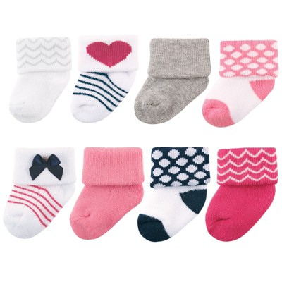 Image of Luvable Friends Baby Girl Newborn and Baby Terry Socks, Bow, 0-6 Months