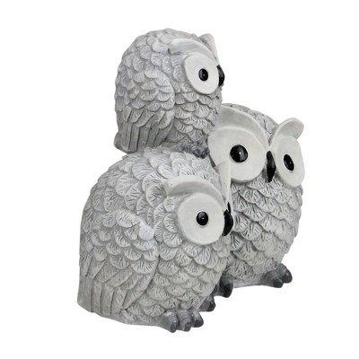 Gray Resin Stacked Owl Garden Statue