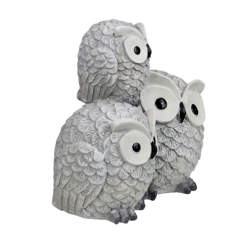 Roman 7.25" Gray Wide Eyed Outdoor Stacked Owl Garden Statue, 2 of 4