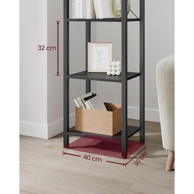 Tall Black 6-Tier Adjustable Steel Frame Bookshelf