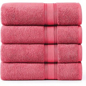 100 Cotton Large Bath Towels Set of 4 - Quick Dry, Soft Absorbent - Dorm Essentials for Girls (28"x54") - 1 of 4