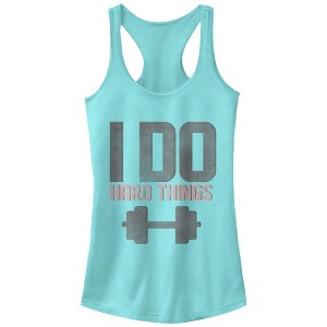 Juniors Womens CHIN UP I Do Hard Things Racerback Tank Top - 1 of 3