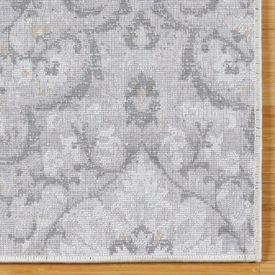 Gray Tufted Rectangular Synthetic Medallion Area Rug 5' x 7'