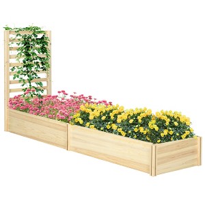 Aghana Digitals Fir Wood Raised Garden Bed with Lattice Trellis, 2 Planting Boxes, Open Bottom, - 1 of 4