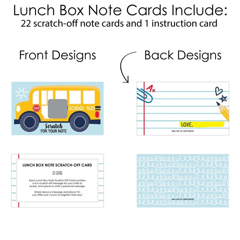 Big Dot of Happiness Back to School - First Day of School Kids Lunch Box Notes - Scratch Off Cards - 22 Count, 5 of 7