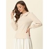 Allegra K Women's Peter Pan Collar Fashion Puff Long Sleeve Houndstooth Plaid Blouse - 3 of 4
