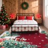 Modern Red Christmas Rug with Snow Tree Print Ultra Soft Thin Floor Mat Non Slip Washable for Bathroom Bedroom Living Room Decor - 4 of 4