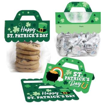 Big Dot of Happiness Shamrock St. Patrick's Day - DIY Saint Paddy's Day Party Clear Goodie Favor Bag Labels - Candy Bags with Toppers - Set of 24
