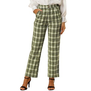 INSPIRE CHIC Women's Plaid Elastic Waist Casual Work Office Long Pants - 1 of 4