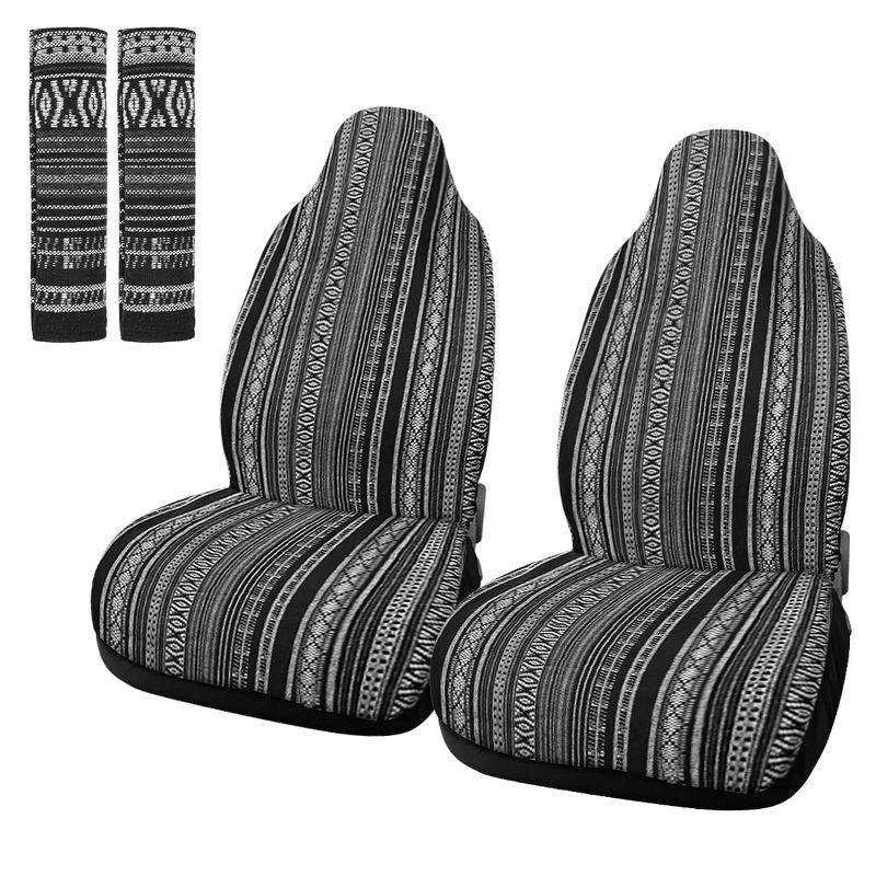 Unique Bargains Universal Saddle Blanket Bucket Seat Cover with Seat-Belt Pad for Car SUV Truck 2 Pcs, 1 of 4