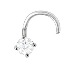 Jewelry Avalanche 22G 14K Gold Nose Screw Nose Stud with Moissanite - 1 of 4