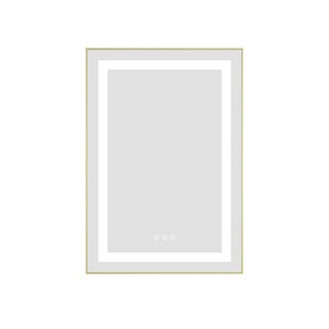 ChicFurnit Bathroom Vanity Mirror Wall Mounted Aluminum Frame Anti Fog Memory Stepless Dimmable for Modern Spaces, Gold, 35.8"*26"*4" - 1 of 4