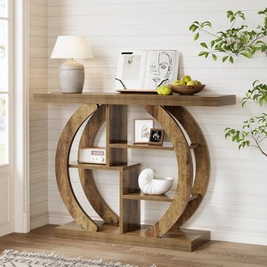Tribesigns 4-Tier Farmhouse Wooden Sofa Table, 42.5-Inch Narrow Entryway Hallway Foyer Table, Console Sofa Tables with Storage Shelves - 1 of 4