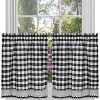 Kate Aurora Complete 3 Piece Country Farmhouse Plaid Gingham Black & White Buffalo Check Kitchen Curtain Tier & Valance Set - 4 of 4