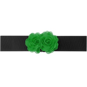 INSPIRE CHIC Women's Elastic Wide Double-Flower Stretch Corset Waist Belt 1 Pc - 1 of 4