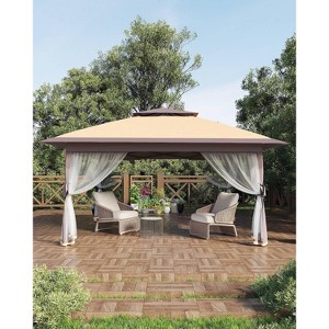 Canopy Tent Pop Up Gazebo Tent Setupwith 4 Sand Bags for Backyard Garden Patio,Mosquito Netting & Height Adjustable - 1 of 4