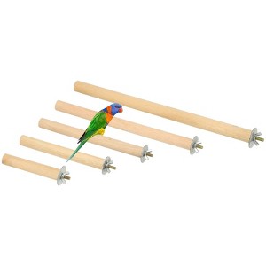 Unique Bargains Natural Wooden Bird Parrot Perch Stand  5 Pcs - 1 of 4
