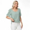 Anna-Kaci Women's Short Puff Sleeve Blouse with Scoop Neckline and Tie Cuff Detail for a Feminine Everyday Look - 2 of 4