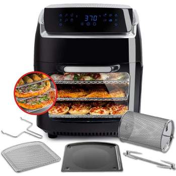 Aria 10 Qt. Large Touchscreen Stainless Steel Air Fryer Easy To Use 8 Cooking Presets BONUS Premium Accessory Set and Recipe Book Included - Black