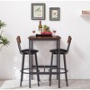 23.62'' Bar Table Set with 2 Bar stools PU Soft seat with backrest, Grey, 23.62'' W x 23.62'' D x 35.43'' H(Grey) - 3 of 4