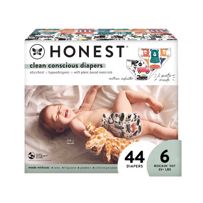Honest Clean Conscious Disposable Diapers - Big Trucks & Beary Cool - Size 6 - 44ct
