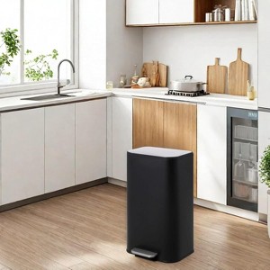 Trash Can with Lid, Stainless Steel Step-on Garbage Can with Removable Inner Bucket for Kitchen Bathroom, Office, Living Room - 1 of 4