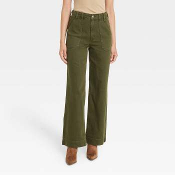 Love Tree Womens Juniors Corduroy High Rise Trouser Pants (Khaki, Medium)  at  Women's Clothing store