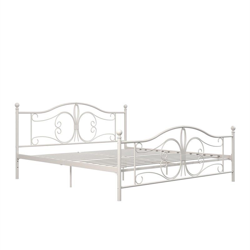 Bombay Metal Bed King Size Frame with Underbed Storage in White - DHP, 2 of 11