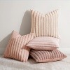 LISM 18x18 Faux Fur Plush Pillowcases,Decorative Striped Throw Pillow Covers Set of 4 - 3 of 4