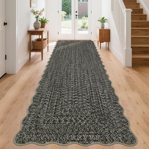 Coucheta Washable Braided Area Rug, Vintage Scalloped Design, Non-Slip Low Pile Indoor Carpet for Living & Dining Room, Bedroom, Office & Nursery - 1 of 4