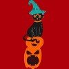 Junior's Design By Humans Halloween Pumpkins and Witch Cat By famenxt T-Shirt - 2 of 3