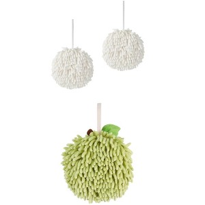 REGALWOVEN 3 Pack Chenille Soft Absorbent Fuzzy Ball Hand Towels for Bathroom 6" x 6" - 1 of 4