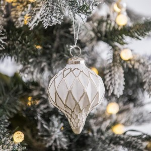 TopComfy Decorative Object Glass Christmas Ball Ornaments Set of 6 for Holiday Party Decorations, White, 4.3"*4.3"*4.3" - 1 of 4