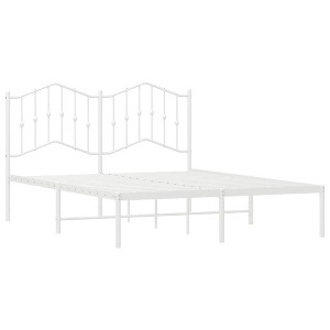 vidaXL Metal Bed Frame without Mattress with Footboard White Full - 1 of 4