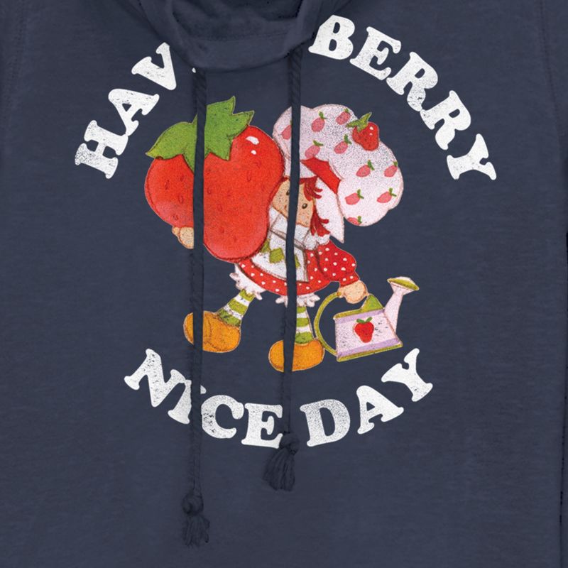 Juniors Womens Strawberry Shortcake Berry Nice Day Greeting Cowl Neck Sweatshirt, 2 of 5