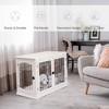 PawHut Dog Crate Furniture, Small Dog Cage End Table with Two Opening Sides & Lockable Door, Indoor Puppy Kennel, Pure White - Nertpow - 4 of 4